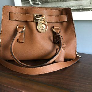 Brown + Gold Michael Kors Hamilton Handbag